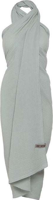 Knit Factory Liv Pareo/XL Sjaal - Vintage Green - 100% biologisch katoen