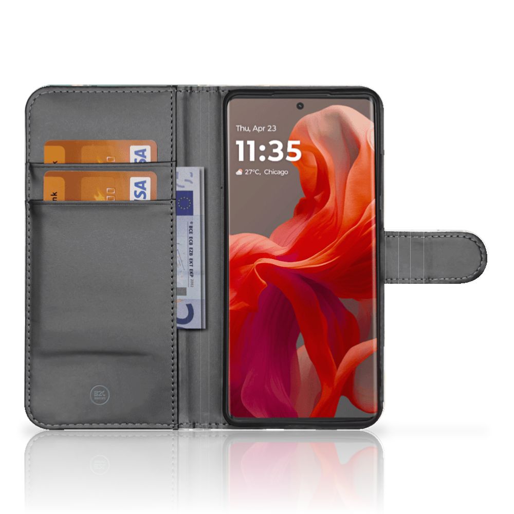 Bookcase voor Motorola Moto G85 Marmer Groen