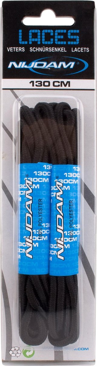 Nijdam Veters Rond - 130 cm - 1 Paar - Zwart
