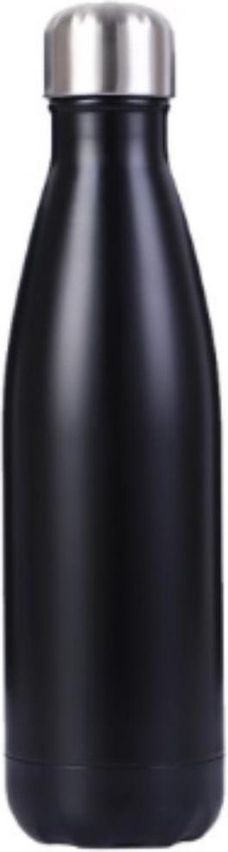 Drinkfles | Thermosfles | Geïsoleerd | Dubbelwandig | Metaal | Zwart | 0.5 liter