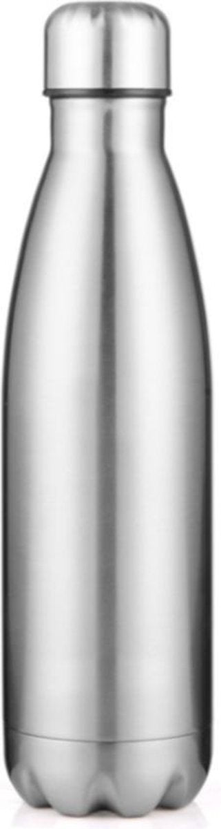 Drinkfles | Thermosfles | Geïsoleerd | Dubbelwandig | Metaal | Zilver | 0.5 liter
