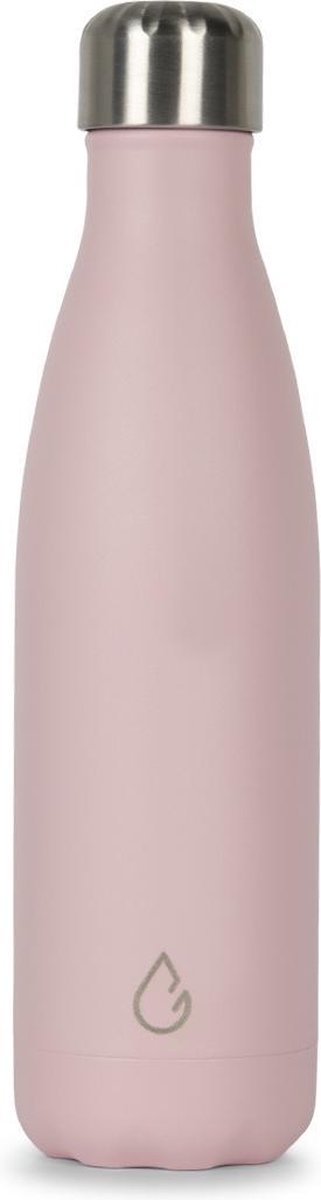 Wattamula Design eco RVS drinkfles - pastel roze - 500 ml - waterfles - thermosfles - sport