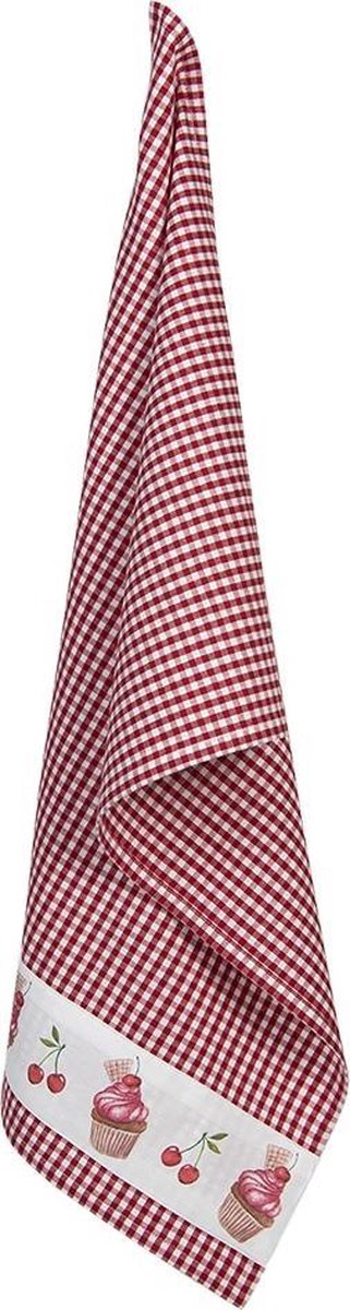 Clayre & Eef Theedoek CUP42-1 50*70 cm - Meerkleurig Katoen VaatdoekKeukendoekSchotelvod