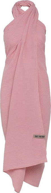 Knit Factory Liv Pareo/XL Sjaal - Roze - 100% biologisch katoen