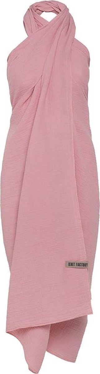 Knit Factory Liv Pareo/XL Sjaal - Roze - 100% biologisch katoen