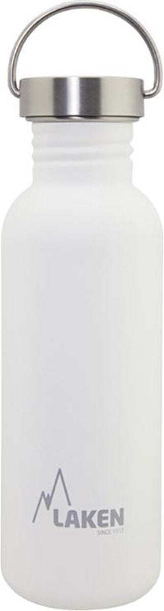 RVS fles Basic Steel Bottle 750ml S/S Cap - Wit