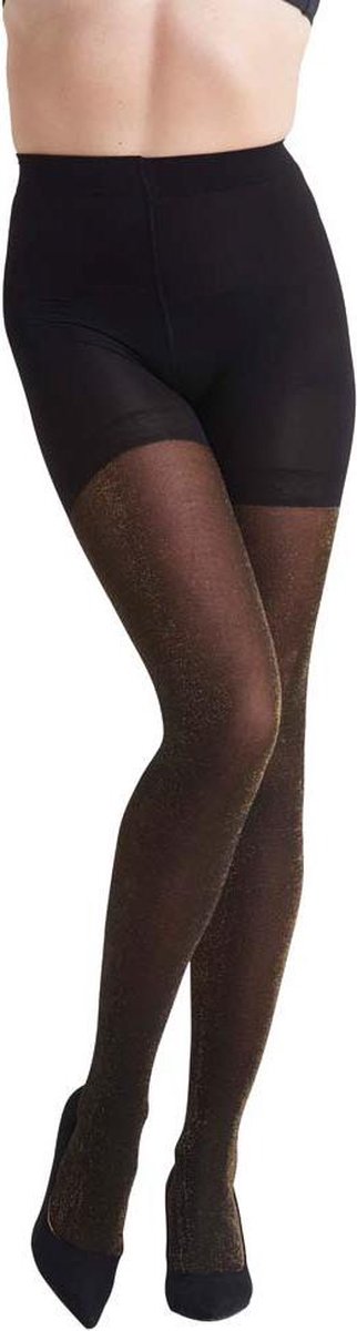 NOMI Shapewear - Corrigerende Panty 90D High Waist met Gouden Lurex - Goud - Maat M