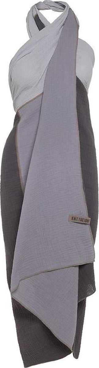 Knit Factory Fay Pareo/XL Sjaal - Antraciet/Grijs - 180x130 cm - 100% Biologisch katoen