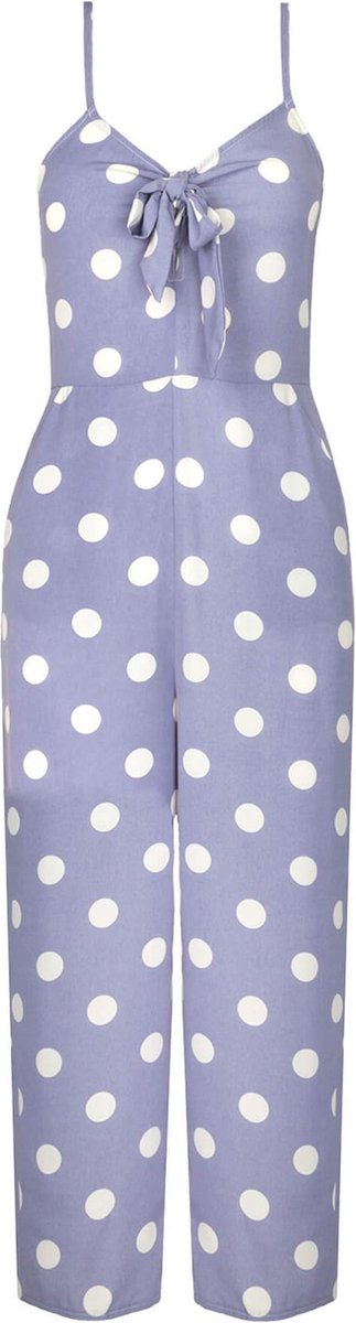 Blue polka dot culotte jumpsuit