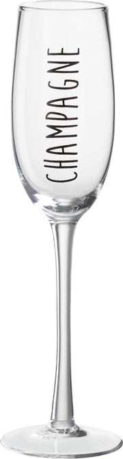 J-Line Champagneglas Glas Transparant/Zwart