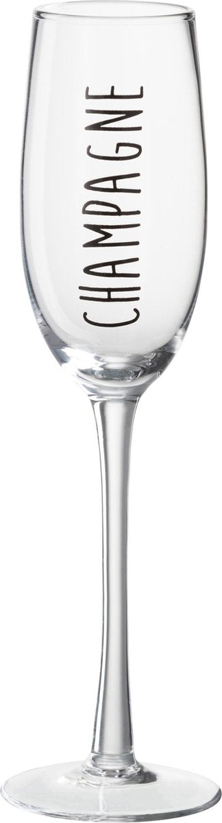 J-Line Champagneglas Glas Transparant/Zwart