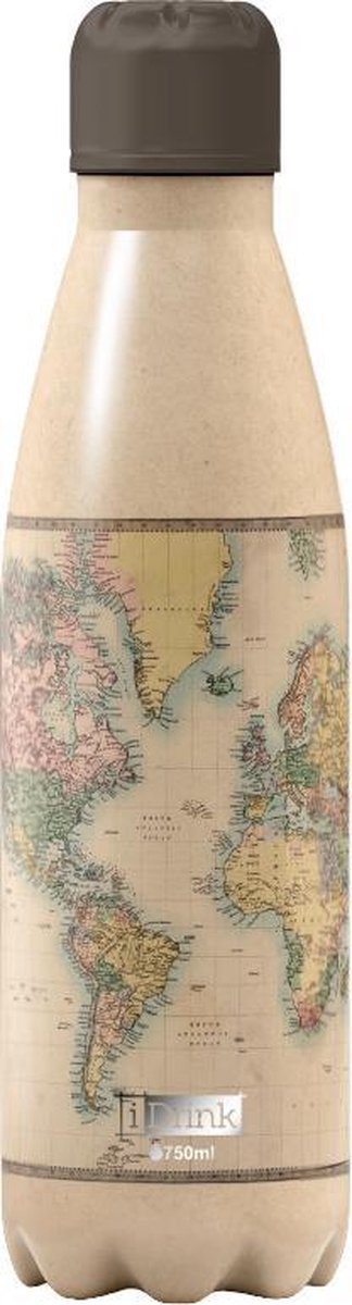 I-drink Drinkfles Wereld 650 Ml Rvs Bruin