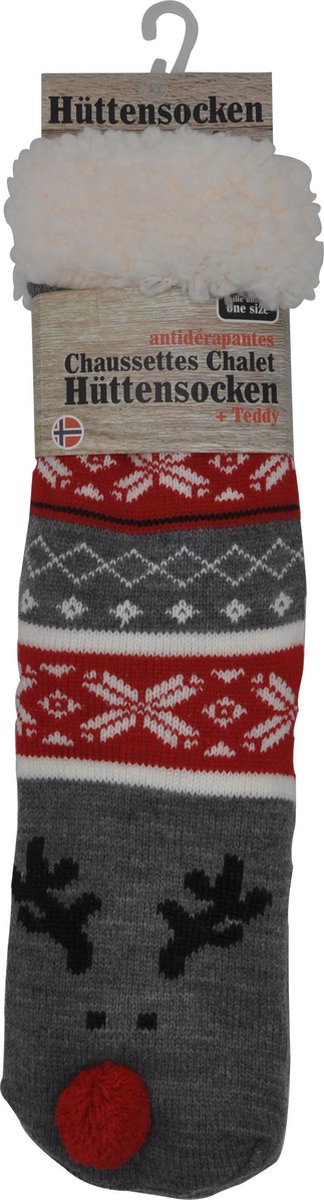 Kerstsokken - Happy unisex huissokken - Extra Warm en zacht - Anti-Slip - Huttensocken dot - one size