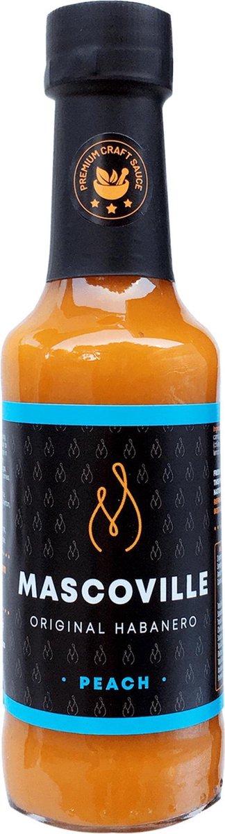Mascoville Original Habanero | Hot Sauce uit Kaapstad | Peach | 125ml  | Zuid Afrika | Handgemaakt