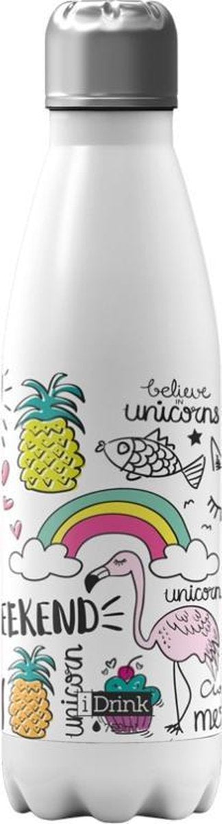 I-drink Drinkfles Unicorn 650 Ml Rvs Wit