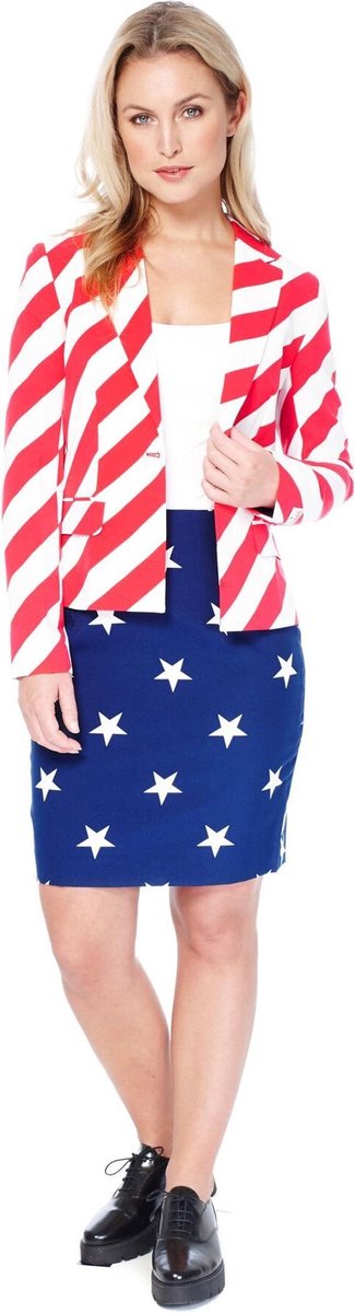 Landen Thema Kostuum | USA American Woman Opposuit | Vrouw | Maat 34 | Carnaval kostuum | Verkleedkleding