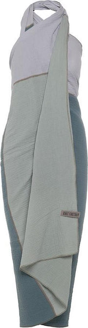 Knit Factory Fay Pareo/XL Sjaal - Stone Green/Vintage Green - 180x130 cm - 100% Biologisch katoen