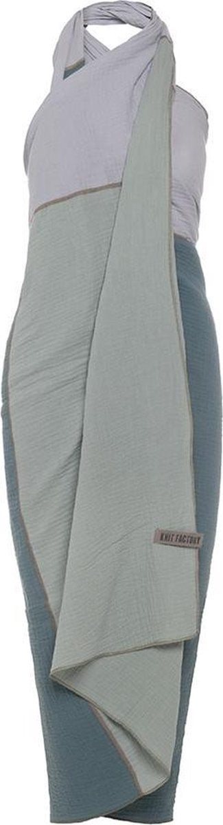 Knit Factory Fay Pareo/XL Sjaal - Stone Green/Vintage Green - 180x130 cm - 100% Biologisch katoen