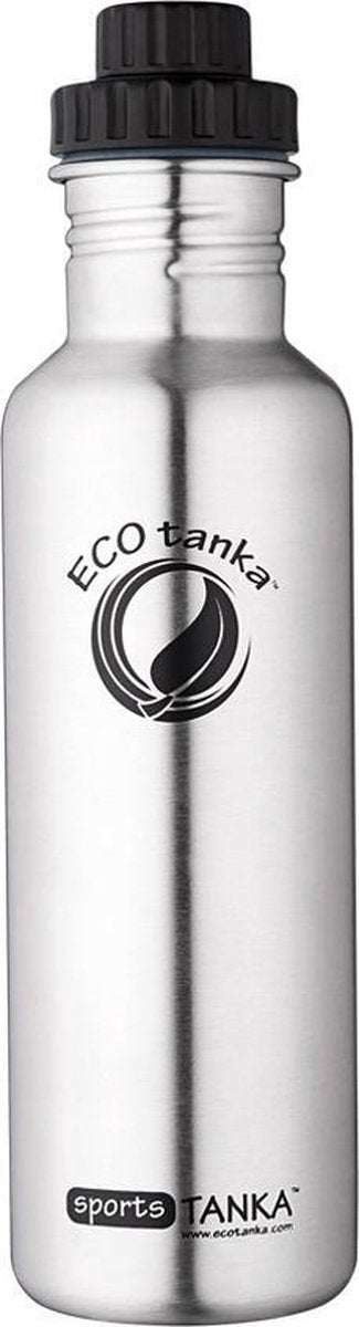 Ecotanka Drinkfles Sport Tanka 800 Ml Rvs Chroom/zwart