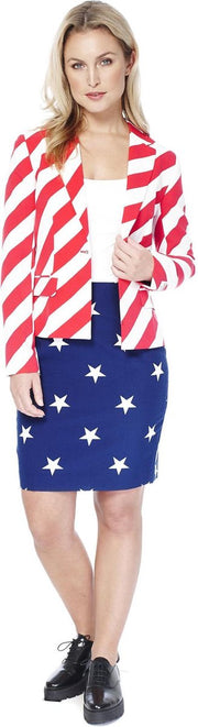 OppoSuits American Woman - Vrouwen Kostuum - Gekleurd - Feest - Maat 38