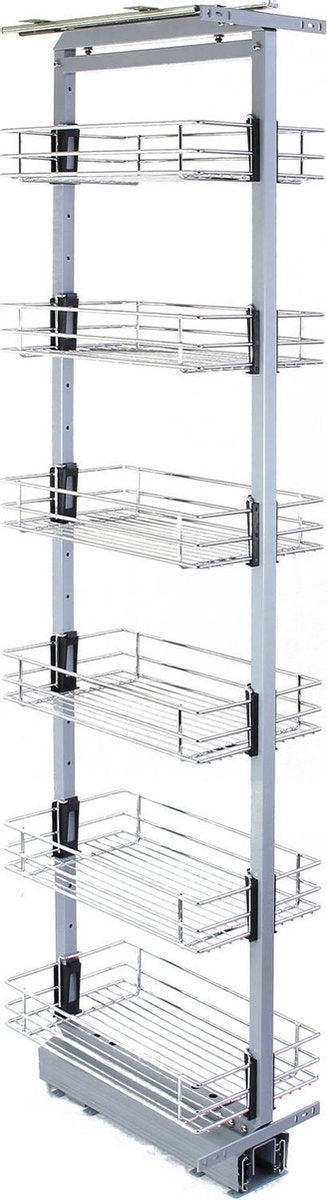 KuKoo Uittrekbare Keuken Kast - Zachte Langzame Sluiting (Soft-Close) - Uitschuifbare opslagruimte -  46cm D x 170-195cm H - In hoogte verstelbaar