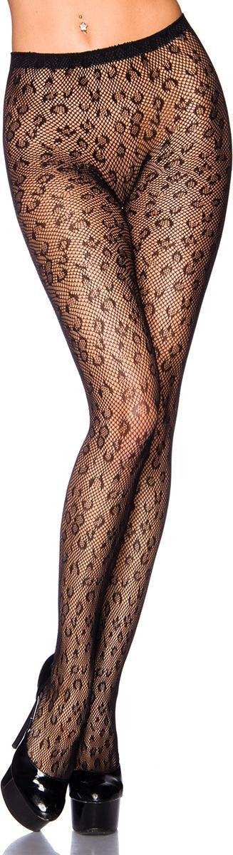 Zwarte Panty met luipaard patroon - Emma