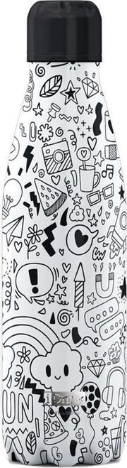 I-drink Thermosfles Doodle  500 Ml Rvs Zwart/wit