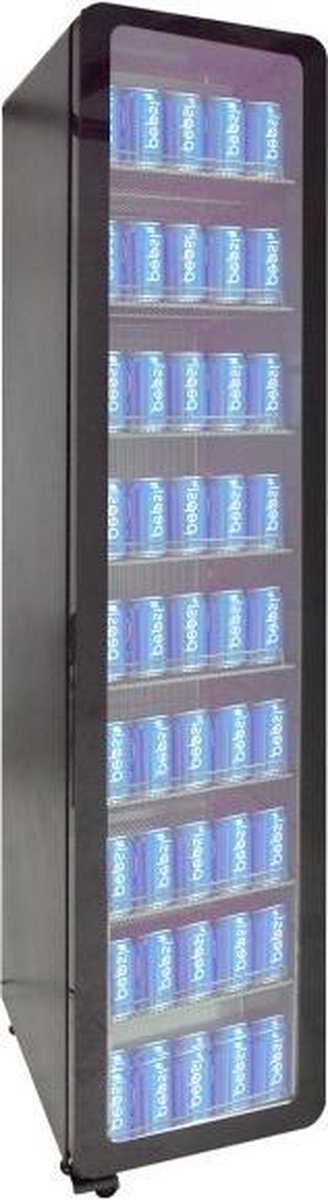 Combisteel Barkoeler 208L zwart | Horeca glasdeur Koelkast | Ideaal voor flesjes en blikjes | Horeca Kwaliteit