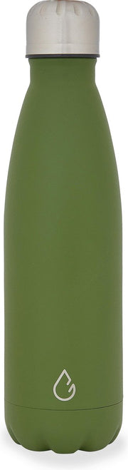 Wattamula Design eco RVS drinkfles - olijfgroen - 500 ml - waterfles - thermosfles - sport