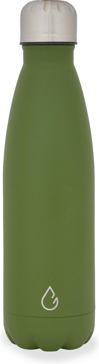 Wattamula Design eco RVS drinkfles - olijfgroen - 500 ml - waterfles - thermosfles - sport