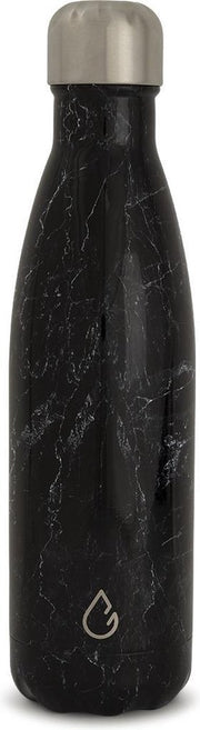 Wattamula Design eco RVS drinkfles - zwart marmer - 500 ml - waterfles - thermosfles - sport