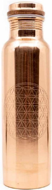 Koperen Waterfles Flower of Life Geëtst - 900 ml