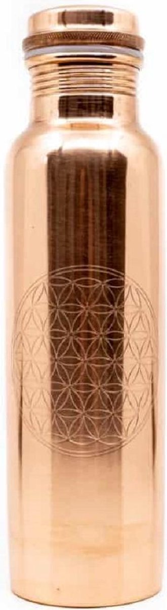 Koperen Waterfles Flower of Life Geëtst - 900 ml