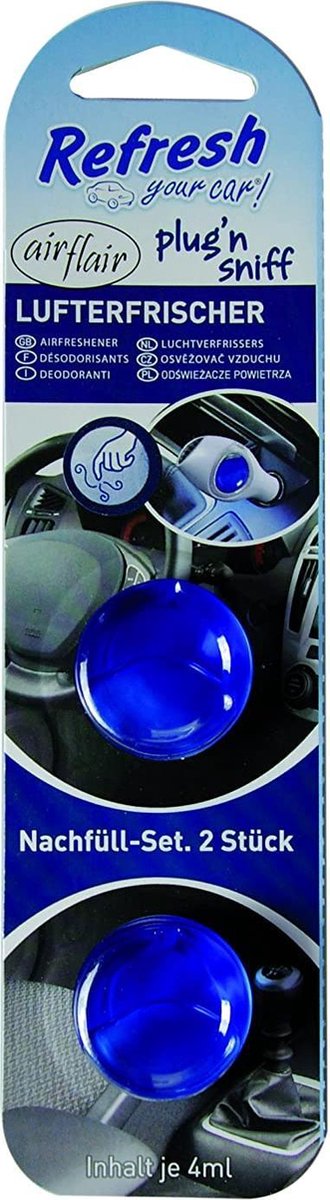 Air Flair auto luchtverfrisser plug n sniff navulling 2 stuks