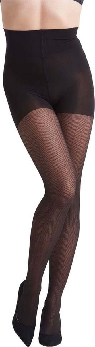 NOMI Shapewear - Corrigerende Panty met Fancy Patroon voor Buik en Benen - Zwart - Maat L