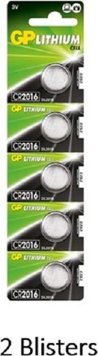 10 stuks (2 blisters a 5 stuks) GP Lithium CR2016 3V