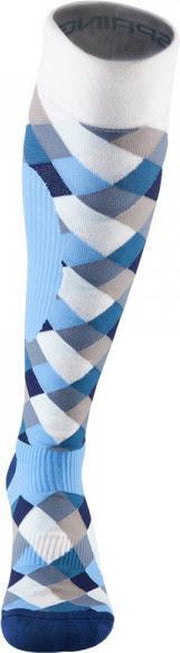 Luxe ruitersokken - Geruit - Blauw - Grijs - Sportsokken - Paardrijden - Unisex sokken - Kniesokken - Paardrijsokken - Maat 39-42