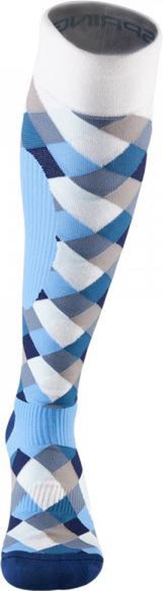 Luxe ruitersokken - Geruit - Blauw - Grijs - Sportsokken - Paardrijden - Unisex sokken - Kniesokken - Paardrijsokken - Maat 39-42