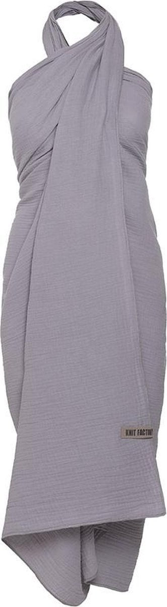 Knit Factory Liv Pareo/XL Sjaal - Licht Grijs - 100% biologisch katoen