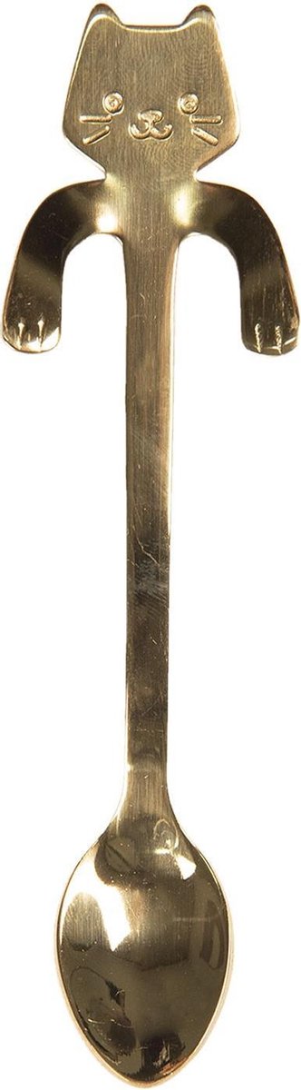 Clayre & Eef Theelepel 3*11 cm Goudkleurig Metaal Koffielepel Lepel