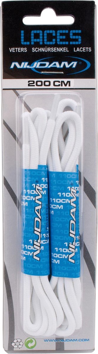Nijdam Veters Rond - 200 cm - 2 Paar - Wit