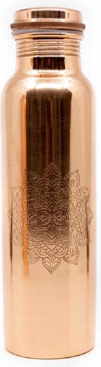 Koperen Waterfles Mandala Geëtst (900 ml)
