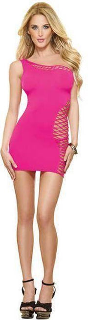 Dreamgirl lingerie Sekstuigje Neon roze  naadloos enkel schouder jurkje