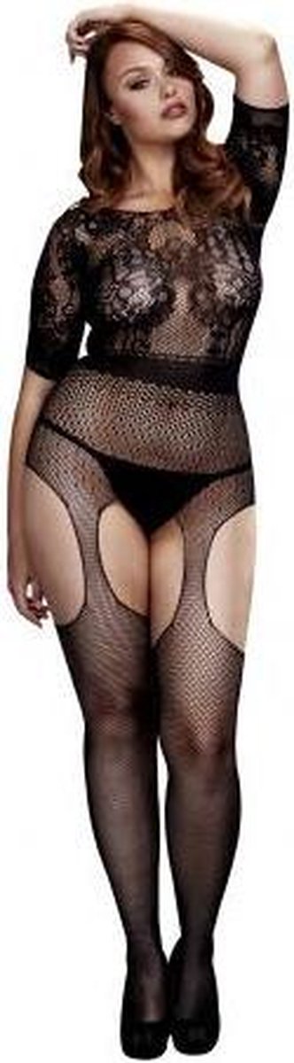 Baci - Crotchless Suspender Bodystocking Queen Size