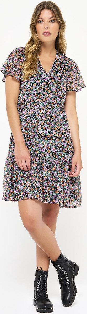Babydolljurk met bloemen - Oranje