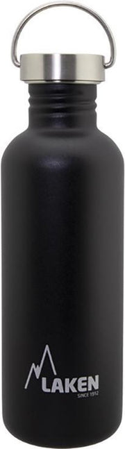 RVS fles Basic Steel Bottle 1L S/S Cap - Zwart