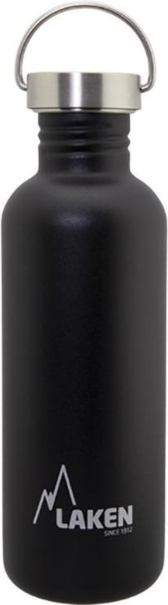 RVS fles Basic Steel Bottle 1L S/S Cap - Zwart