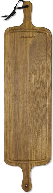 Dutchdeluxes - XL Serveerplank / BBQ Board - Slim fit - Massief Gerookt Eikenhout - 78 x 19 cm - Met 2 handvaten