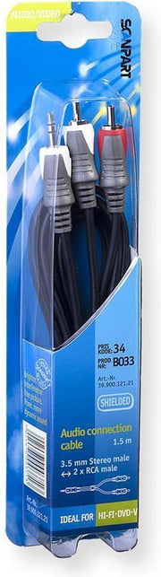Bandridge VAL3401 audio kabel 1 m 3.5mm 2 x RCA Zwart