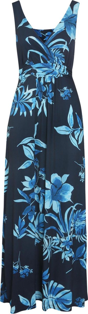 Cassis - Lange jurk met bloemenprint - Bic blauw
